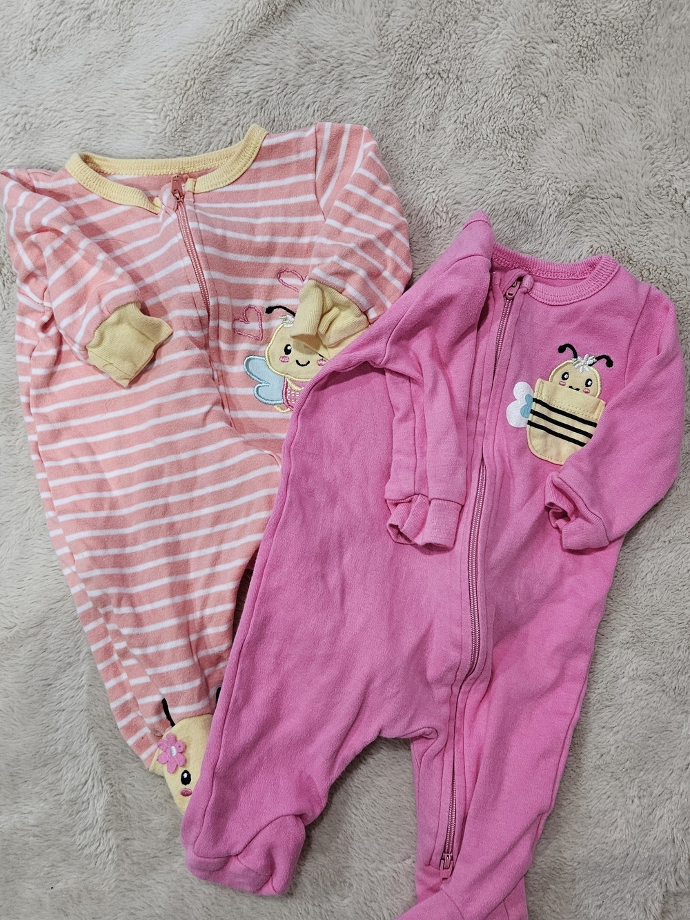 Koalababy Pink Stripe & Hot Pink Bee One-Pieces 3 Months